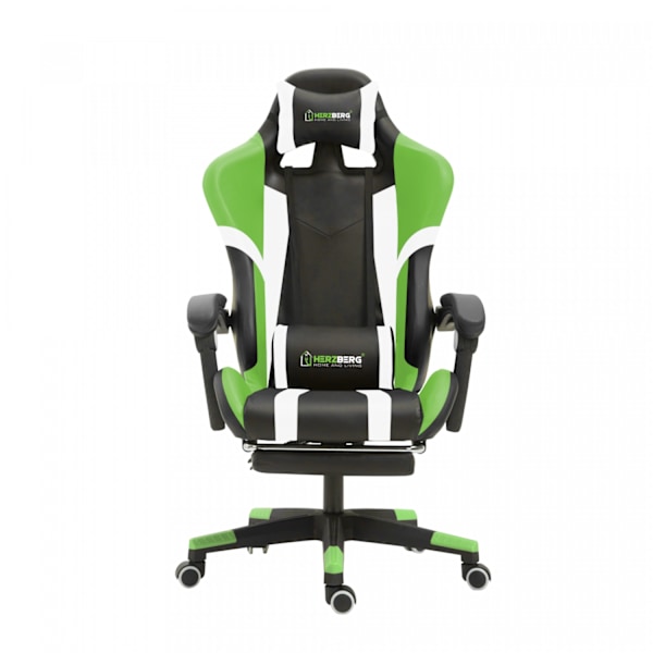 Herzberg HG-8083: Trefarvet spille- og kontorstol med lineær grøn accent