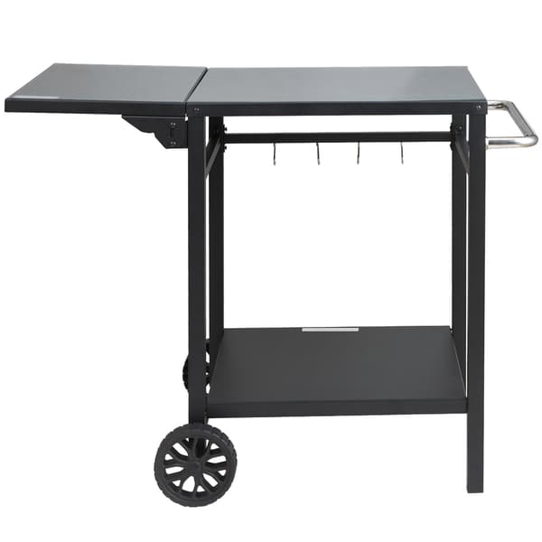 Grillvagn för utomhusbruk – Dubbel hylla, Hopfällbart sidobord