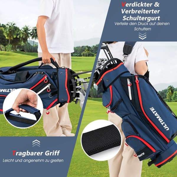 Lätt golfbag med 14-vägs avdelare, marinblå
