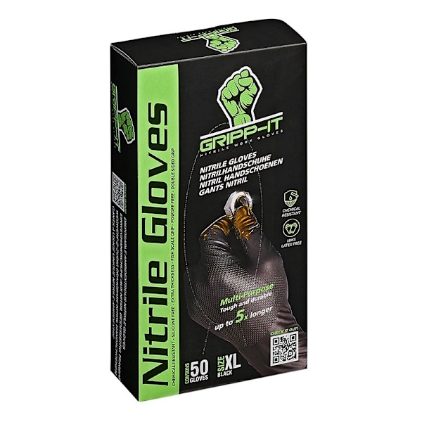 Gripp-It nitrilhandsker XL sort dispenserboks á 50 stk