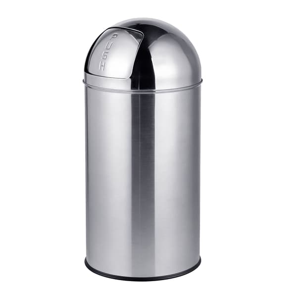 Avfallsbehållare i rostfritt stål med trycklock, 70 liter, silver