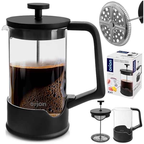 Kaffe- og testempelmaskine, glas, SORT, 400 ml