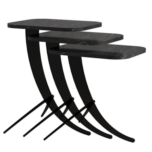 Häckningsbord (3 delar) Pion - Svart marmor