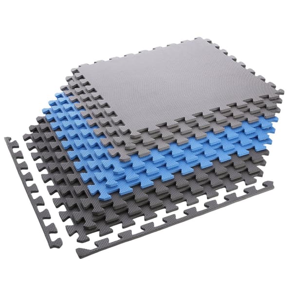 Pussel skyddsmatta set, 60x60x1cm, 9 st, grå-blå