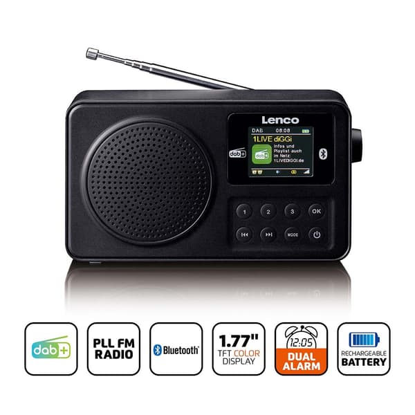 Bærbar DAB+/FM-radio med Bluetooth® Sort
