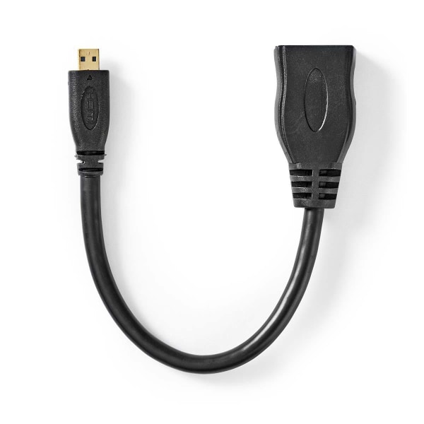 High Speed ​​HDMI ™ kabel med Ethernet | HDMI™ Micro-stik | HDMI ™ -udgang | 4K@30Hz | 10.2 Gbps | 0.20 m | Runde | PVC | Sort | Plastikpose