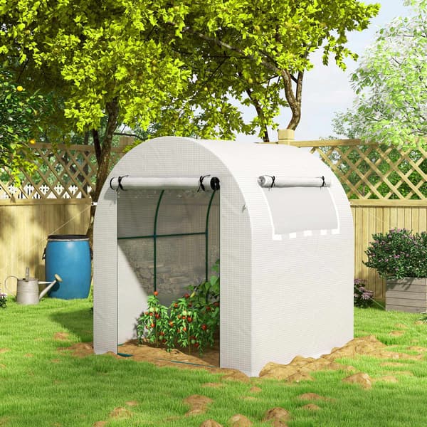 Bärbart växthus med stålram, plastöverdrag, 1,8x1,8m