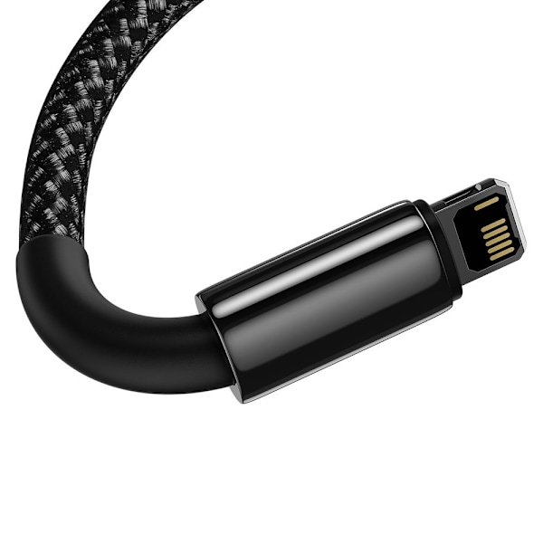 Stark flätad kabel USB Iphone Lightning 2,4 A 2 m svart