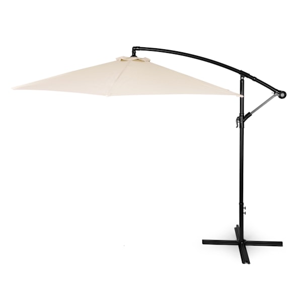 Suuri puutarhasateenvarjo puomilla, taitettava, 3 m, beige, 6 kylkiluuta