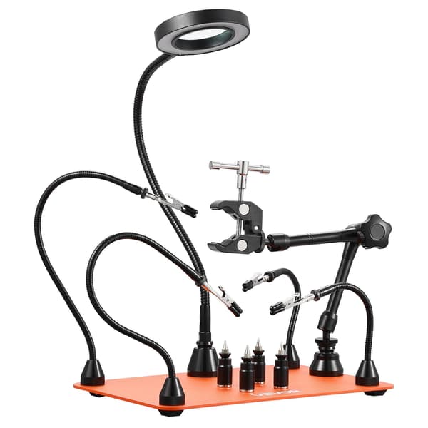 Helping Hands loddestation – 3x LED-forstørrelsesglas, 4 printpladeholdere