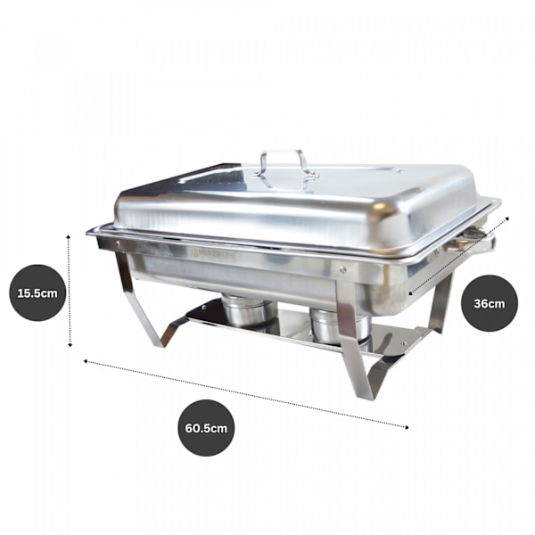 Herzberg HG-8022-3: Chafing Dish i rustfrit stål - 3 dele 1/3 ma