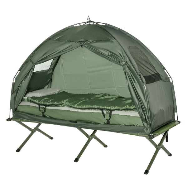 Outsunny feltseng 4 i 1 campingsæt med telt sovepose madras fold