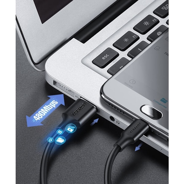 Kabel USB - micro USB 2.4A 480Mbps 1.5m sort
