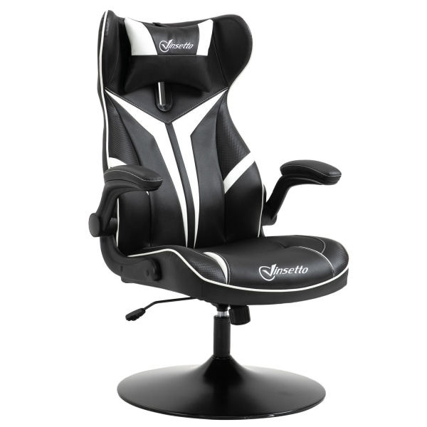 Gaming Stol Ergonomisk Computerstol Med Vippefunktion Drejestol Højdejusterbar Stål Sort + Hvid 67 X 75 X 106-112 Cm