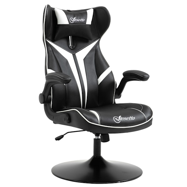 Gamingstol Ergonomisk Datorstol Med Gungfunktion Snurrstol Höjdjusterbar Stål Svart + Vit 67 X 75 X 106-112 Cm