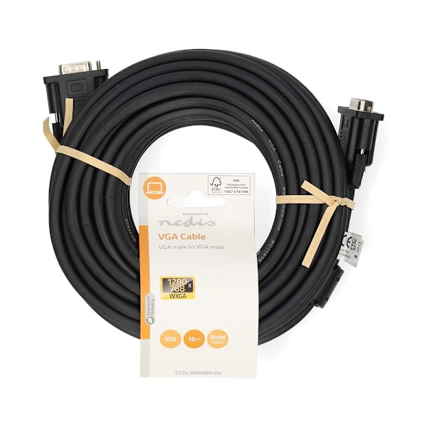 VGA-kabel | VGA Hane | VGA Hane | Nickelplaterad | Maximal upplösning: 1280x768 | 10.0 m | Rund | ABS | Svart | Label