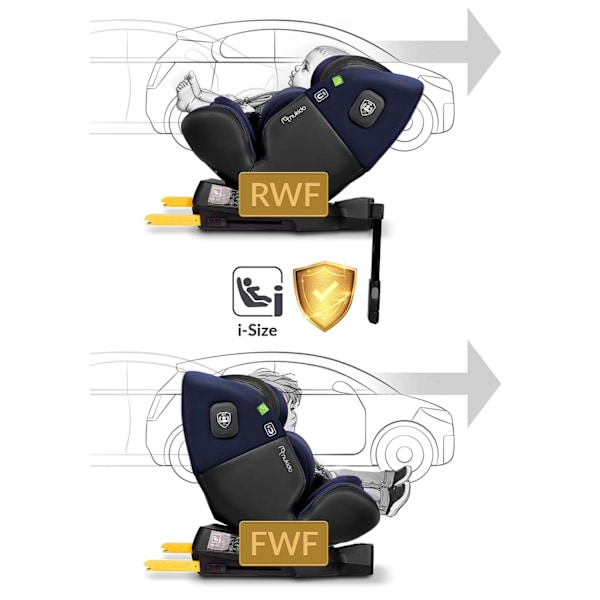 Nukido Aero Line Bilbarnstol Svart/Marinblå 0-36kg ISOFIX