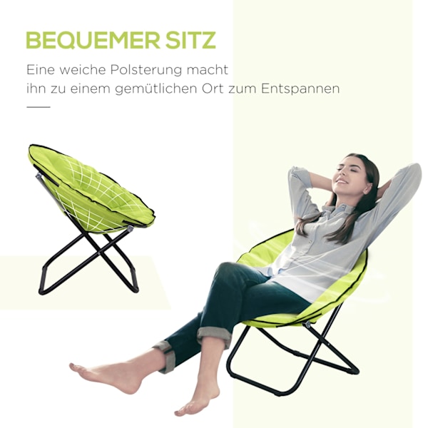 Campingstol foldbar campingstol med ryglæn, klapstol op til 120 kg, polstret moonchair ekstra bred, klapstol udendørs stol til have, balkon, camping,