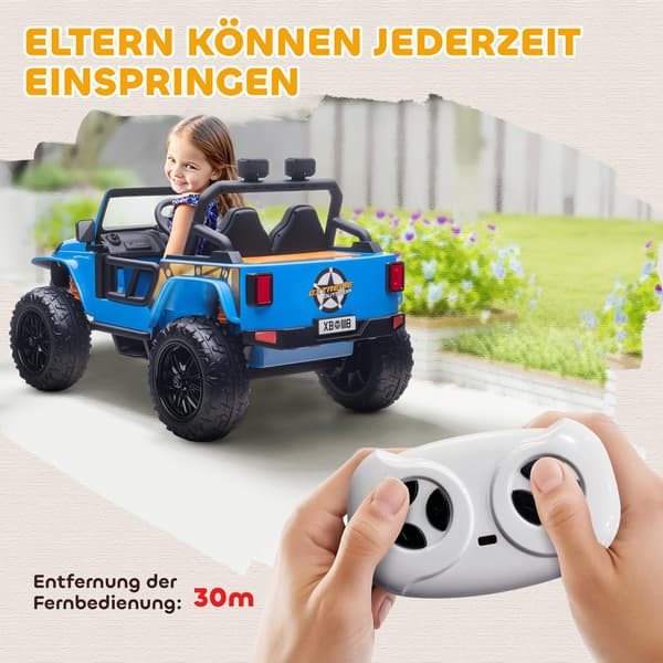 Fjärrstyrd elbil för barn, 12V-batteri, föräldra-barnstol