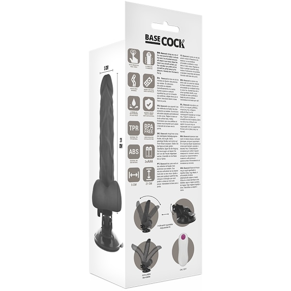 Basecock - Vibrador Articulable Control Remoto Negro 21 Cm -O- 5 Cm