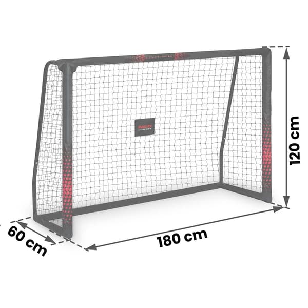 Fodboldmål 180 x 120 x 60 cm, sort/rød, model NS-463