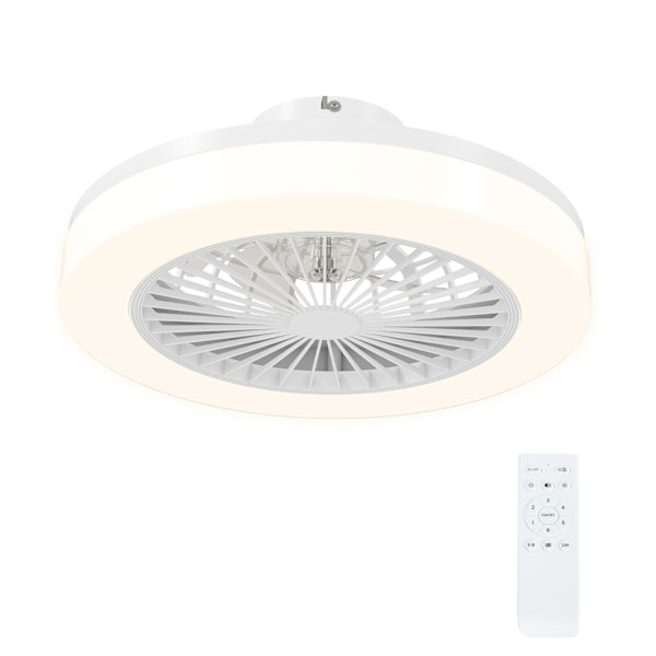 Takfläkt med belysning fjärrkontroll LED-fläkt takljus dimbar med 6 hastigheter 40 W lampa med vändbar fläkt, timer för sovrum vit 46 cm |