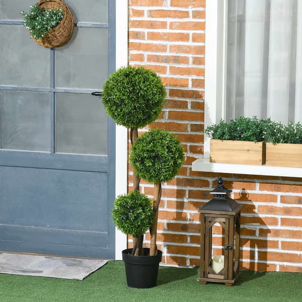 Kunstig buksbom topiary, 110 cm, UV-resistent, 3 kugler