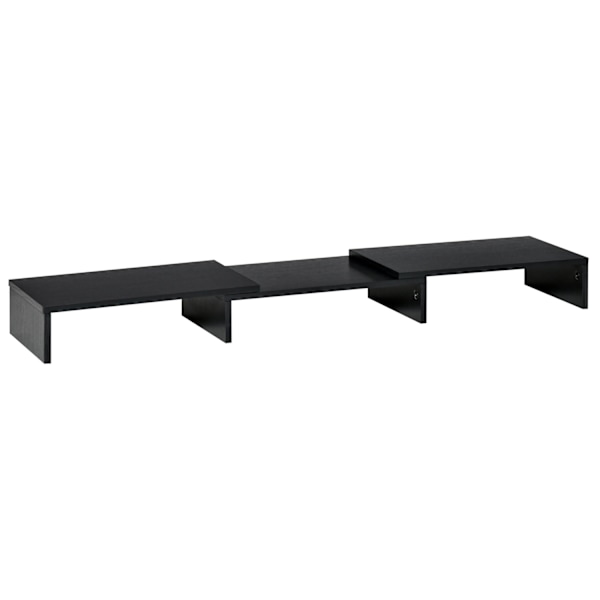 Monitorstativ Længde & Vinkel Justerbar, Dobbelt Skærmstativ, Træhylde, 80-117X23,5X10Cm