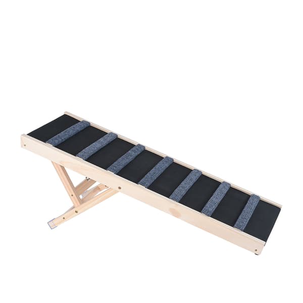 Sammenklappelig hunderampe, træ, 100 cm, justerbar 38-56 cm