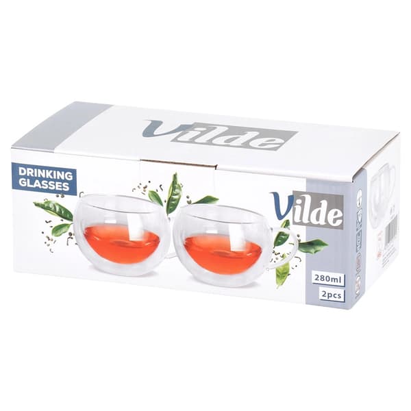 Dobbeltvæggede glas til kaffe og te, 280 ml, sæt med 2