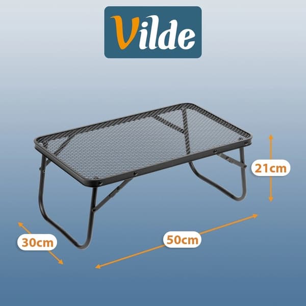 Sammenklappeligt campingbord, sort aluminium, 50x30x21 cm