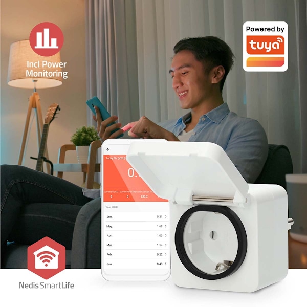 SmartLife Smart Plug | Zigbee 3.0 | IP44 | Effektmåler | 3680 W | Type F (CEE 7/7) | -10 - 40 °C | Android™ / IOS | Hvid | 1 stk.
