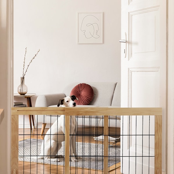 Sisäänvedettävä turvaportti luonnonpuuta