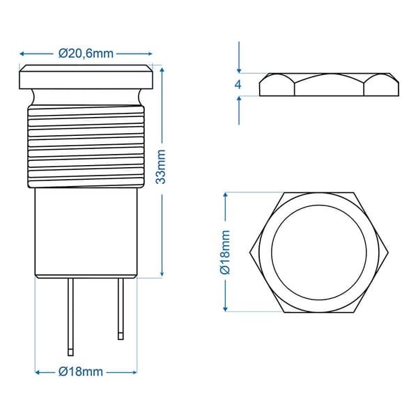 Indbygningsstik DIN 12V messing
