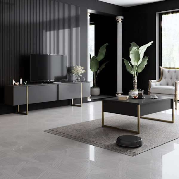 Vardagsrumsmöbler Set Luxe Set - Antracit, Guld