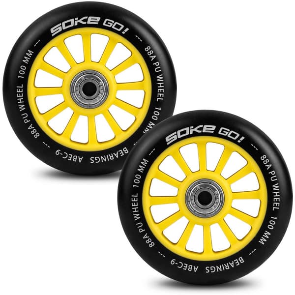 Gula hjul till sparkcykel 100 mm (2-pack)