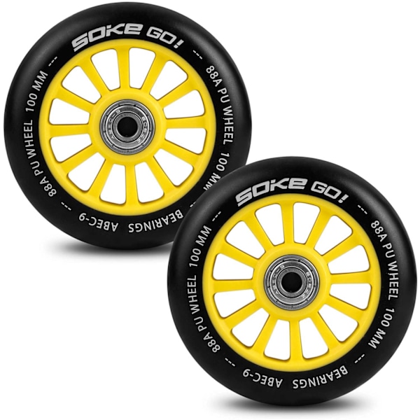 Gule hjul til scooter 100 mm (2-pak)