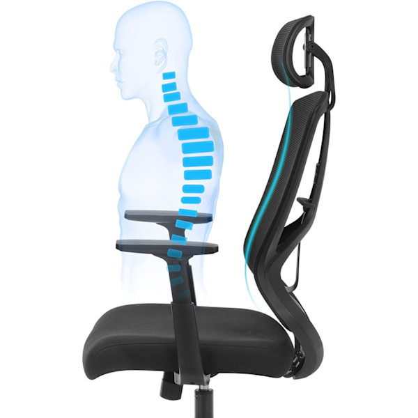 Ergonomisk kontorstol med justerbar nakkestøtte
