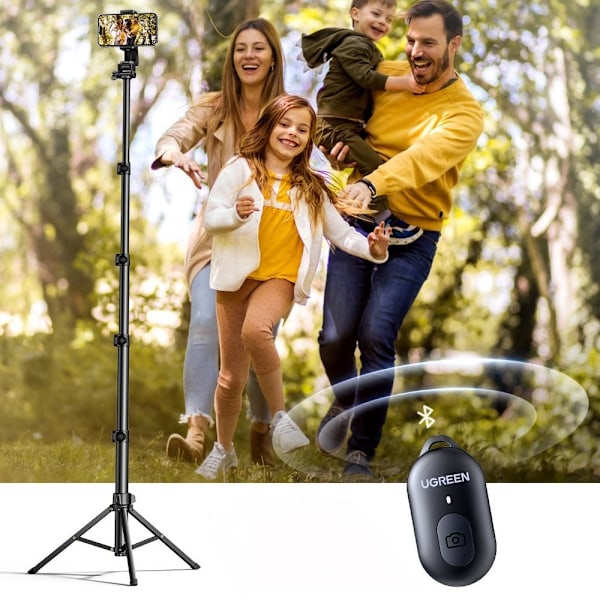Selfie-tikku jalustalla ja Bluetooth-kaukosäätimellä pitkä selfie-tikku 1,8 m musta