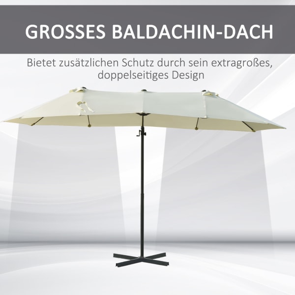 Dobbelt Parasol Cantilever Paraply Dobbelt Paraply Med Håndsving Justerbar Haveparaply Solbeskyttelse Metal Creme Hvid 440 X 270 X 250 Cm