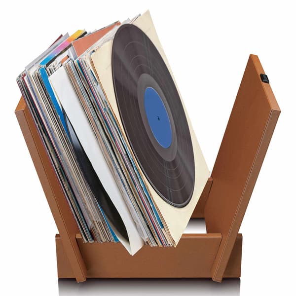 Opbevaringsarrangør til vinylplader, plads til 40 LP'er, brun
