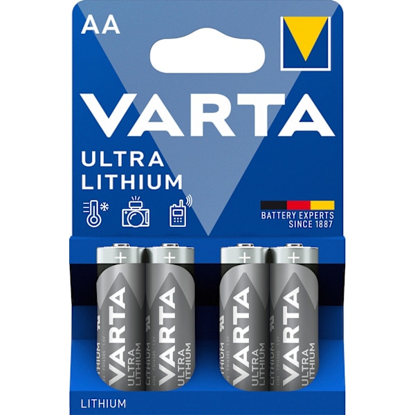 Varta Lithium Ultra - litiumbatteri, 4 st AA (LR6) batterier