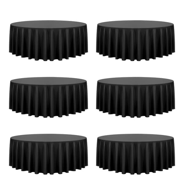 Sorte runde duge, 6-pak, 120 tommer polyester, krølfri