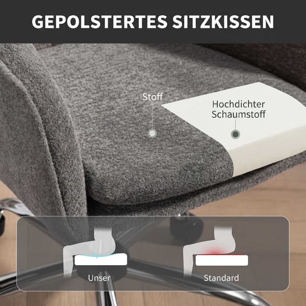 Ergonomisk grå kontorsstol med vrid- och gungfunktion