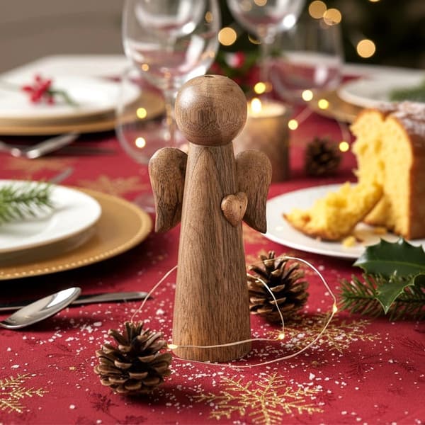 Träängelfigur i mangoträ, 21 cm