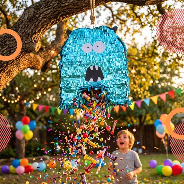 Hirviö Piñata kepillä ja silmänaamiolla setti