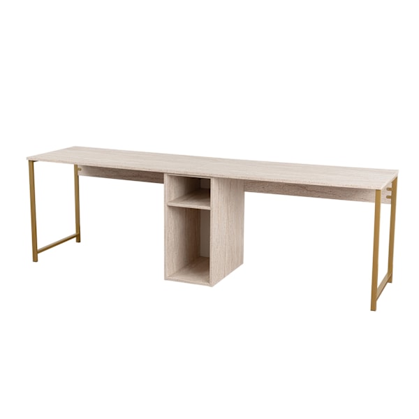 Study Desk Twin Study Desk - Travertin, Guld