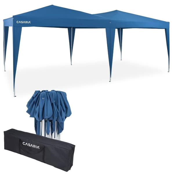 Foldbart pavillon 3x6m, blå, vandafvisende, UV-beskyttelse