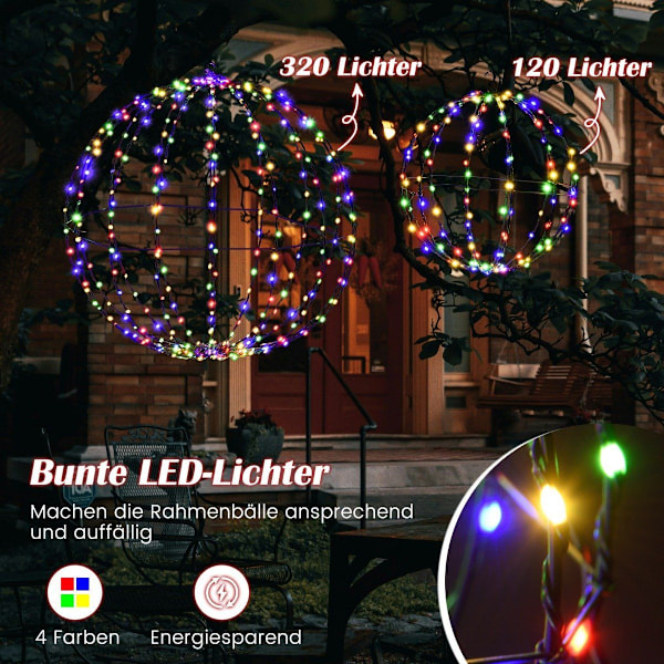 Jouluvalopallopakkaus, jossa on 2 LED-palloa riippuviin ja seisoviin jouluvaloihin