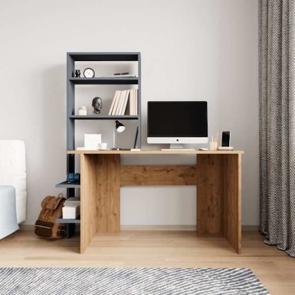 Studiebord & bogreol Aden - Eg, antracit